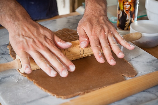 Rolling out speculaas or speculoos cookies by Irvin Lin of Eat the Love Rolling out speculaas or speculoos cookies by Irvin Lin of Eat the Love