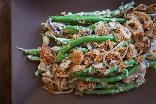 Vegan, Gluten Free, Grain Free and Paleo friendly Green Bean Casserole. Photo and recipe by Irvin Lin of Eat the Love. www.eatthelove.com