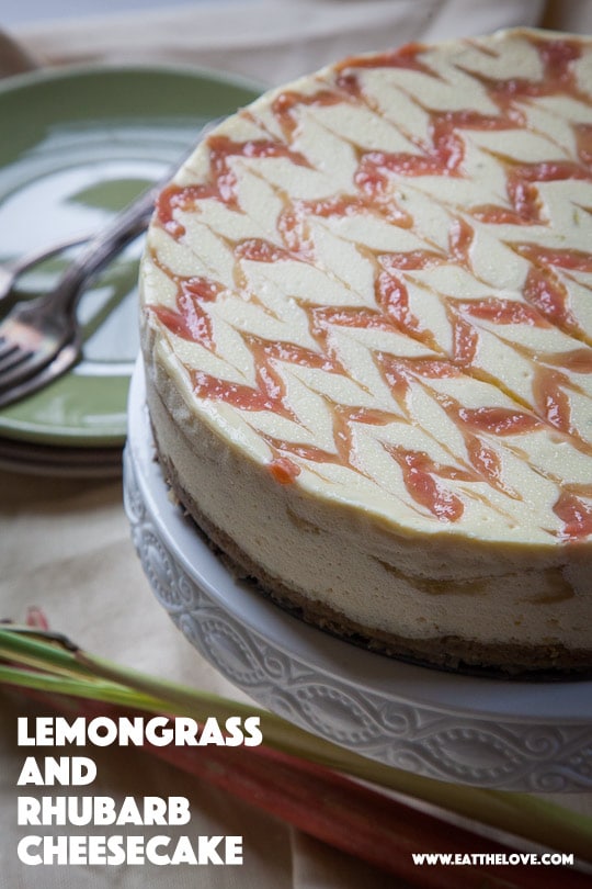 Lemongrass and Rhubarb Cheesecake (Kosher for Passover optional)