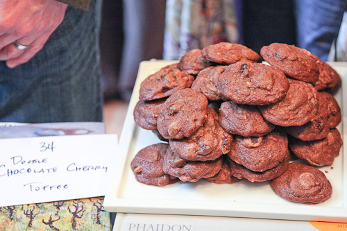 double chocolate dried cherry and toffee bit cookies