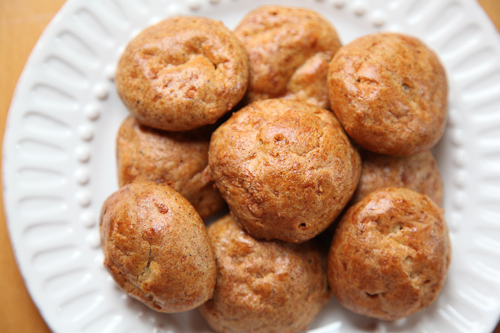 White Cheddar Fennel Gougères stuffed with Porcini & Shallot Goat Cheese