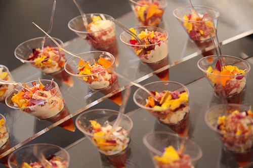 Smoked duck with goat cheese and edible flowers at the Pebble Beach Food and Wine. jpg