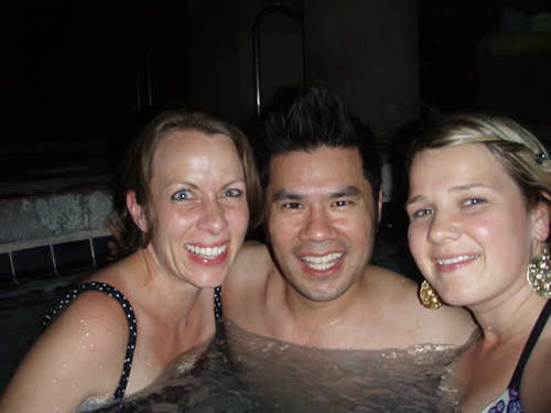 Brooke, Maggie and me hanging out in the pool at midnight.
