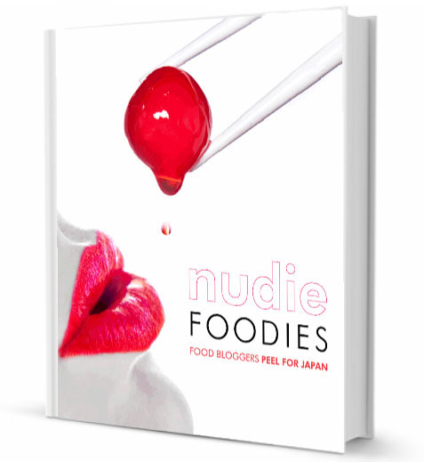 The cover of Nudie Foodies, Food Bloggers Peel for Japan jpg