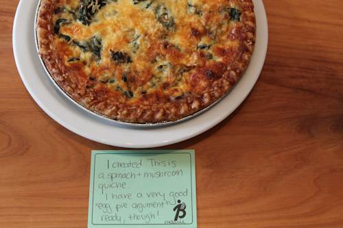 Spinach and Mushroom Quiche "Dessert" pie. jpg