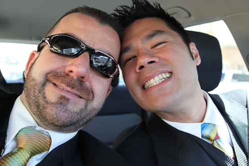 AJ and Irvin on the way to the Meals on Wheels Gala 2011 event. jpg