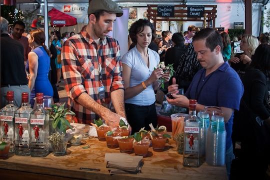 Serving up gin at the Sunday SF Chefs Grand Tasting Tent, 2012 by Irvin Lin of Eat The Love