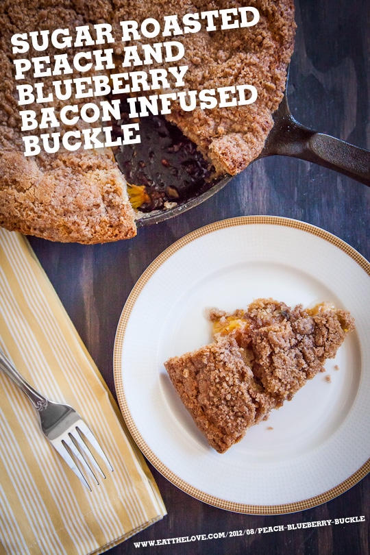 Sugar Roasted Peach and Blueberry Bacon Infused Buckle by Irvin Lin of Eat The Love