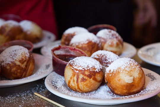 Traditional Aebleskiver, the official treat of Solvang served with raspberry jam. Photo by Irvin Lin of Eat the Love. www.eatthelove.com