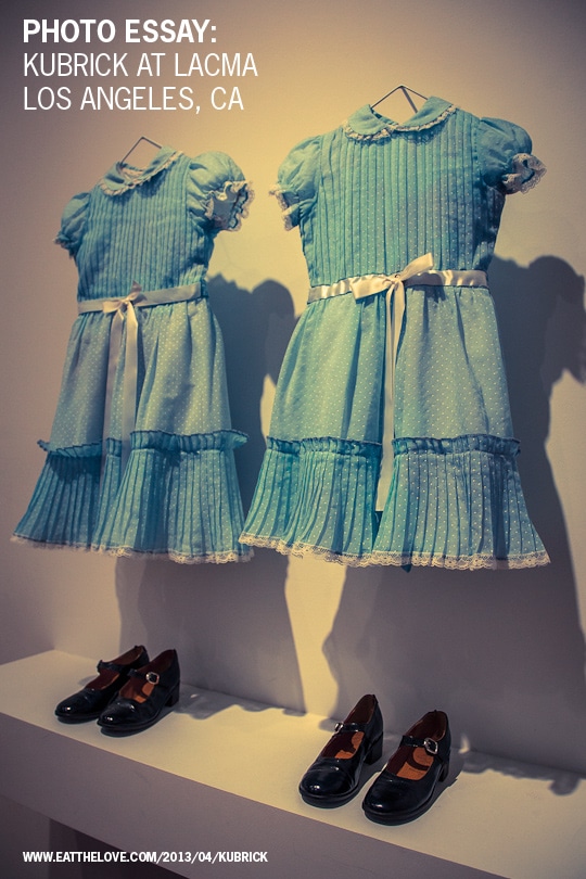The Creepy Twin dresses from The Shining. On exhibit at LACMA for the Kubrick show. Photo by AJ Bates for Eat the Love. www.eatthelove.com