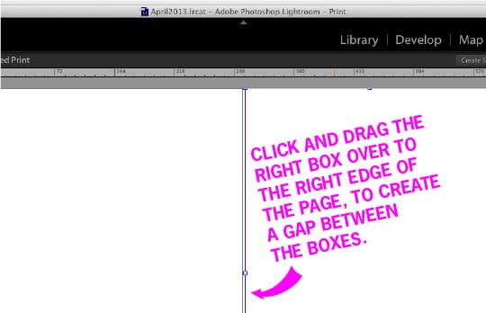 Click and drag the right box over to the right side of the page to create a gap between the boxes. Tutorial by Irvin Lin of Eat the Love. www.eatthelove.com