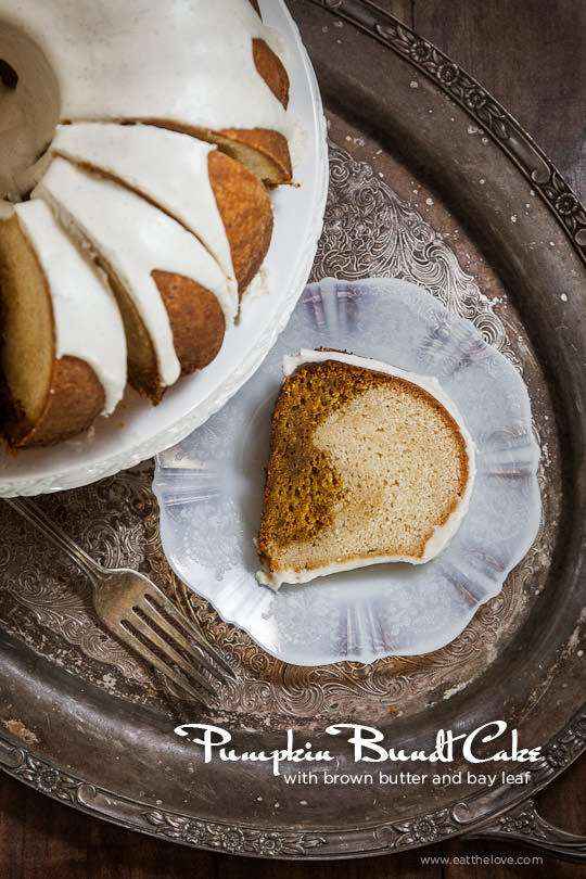 Pumpkin Bundt Cake with Brown Butter and Bay Leaf. By Irvin Lin of Eat the Love. | www.eatthelove.com | #pumpkin #bundtcake #cake #thankgiving