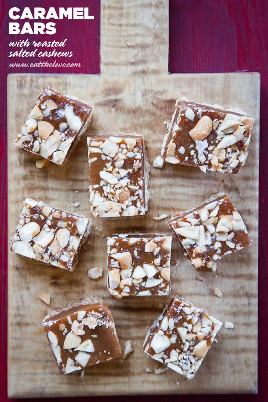 Caramel Bars with Salted Roasted Cashews. Photo and recipe by Irvin Lin of Eat the Love. www.eatthelove.com