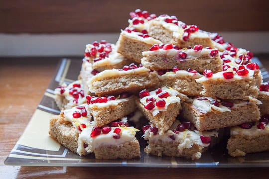 Lemon Cookie Bars with Cream Cheese Frosting and Pomegranate Seeds. Photo and Recipe by Irvin Lin of Eat the Love. www.eatthelove.comLemon Cookie Bars with Pomegranate Seeds. Recipe and Photo by Irvin Lin of Eat the Love. www.eatthelove.com