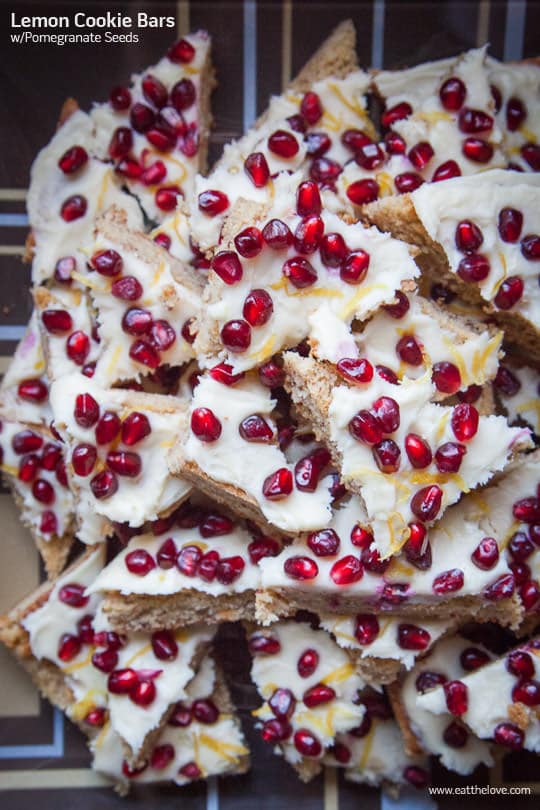 Lemon Cookie Bars with Pomegranate Seeds. Recipe and Photo by Irvin Lin of Eat the Love. www.eatthelove.com