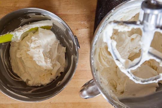 Scoop out the 1/4th to 1/3rd of the frosting into the bowl after you folded in the whipped cream.