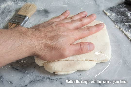 Flatten the dough with your hands. Photo and recipe by Irvin Lin of Eat the Love. www.eatthelove.com