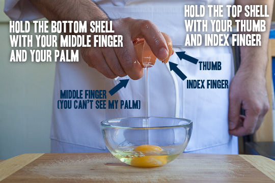 How to crack an egg. Tutorial and Photo by Irvin Lin of Eat the Love. www.eatthelove.com