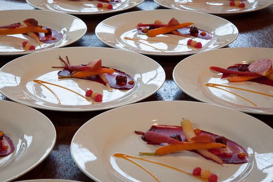 Plates at Meals On Wheels Star Chefs and Vintners Gala 2014. Photo by Irvin Lin of Eat the Love