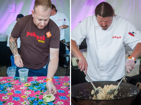 Andy Ricker of Pok Pok and his cook serving and making the crab fried rice. Photos by Irvin Lin of Eat the Love.