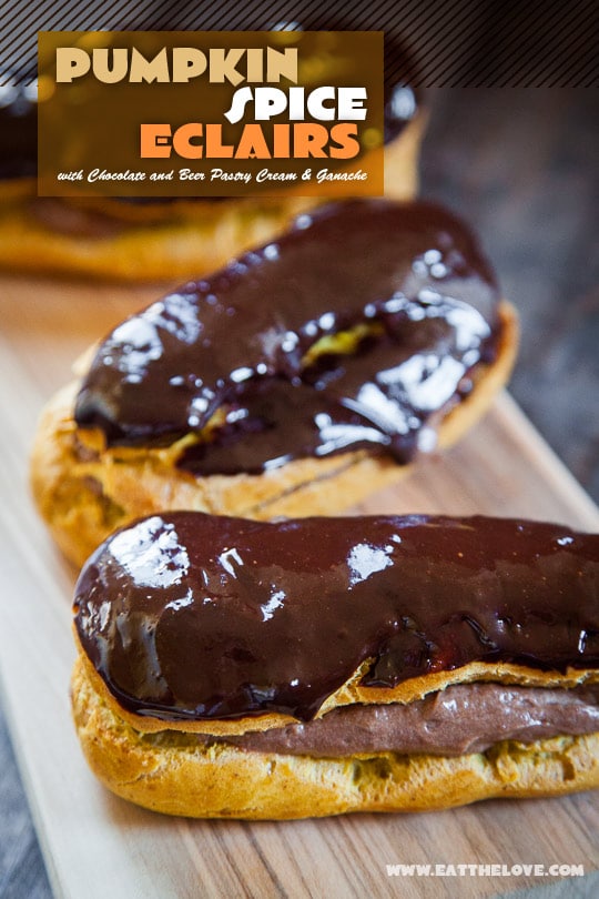 Pumpkin Spice Eclairs with Chocolate Beer Pastry Cream and Ganache. Photo by Irvin Lin of Eat the Love.