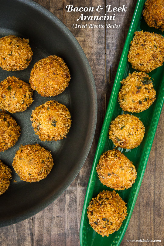 Bacon and Leek Arancini (fried risotto balls) by Irvin Lin of Eat the Love.