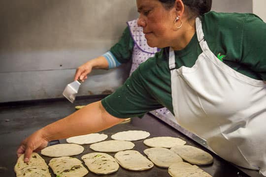 Making huarache at La Palma Mexitessan in the Mission neighborhood of San Francisco. Photo by Irvin Lin of Eat the Love.