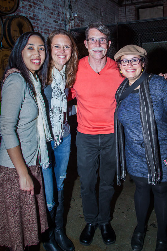 Rick Bayless with bloggers Anita Chu, Jane Maynard and Annelies Zijderveld. Photo by Irvin Lin of Eat the Love. 