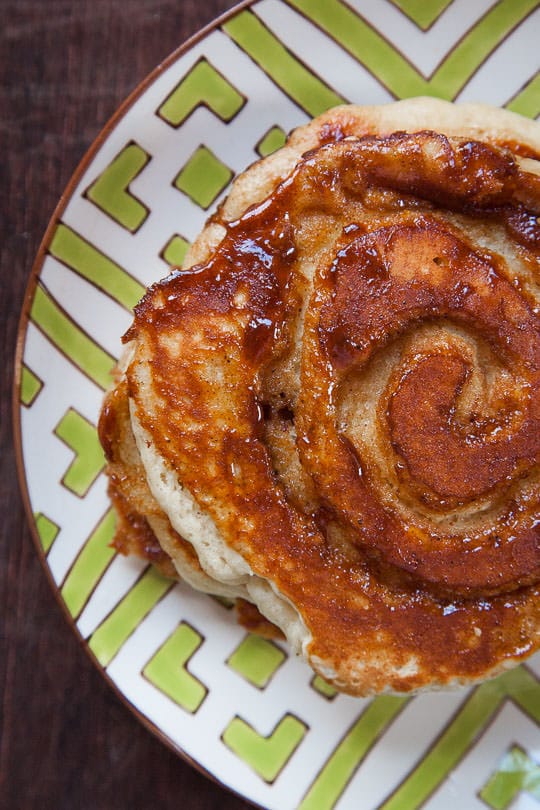 Eggnog Pancakes with Cinnamon Nutmeg Rum Swirl. Photo and Recipe by Irvin Lin of Eat the Love.