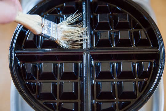 Brush the waffle iron with bacon grease. Photo by Irvin Lin of Eat the Love.