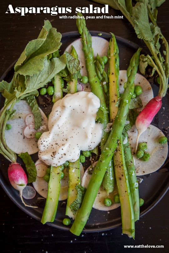 Asparagus salad with radishes, peas and fresh mint. Photo and recipe by Irvin Lin of Eat the Love.