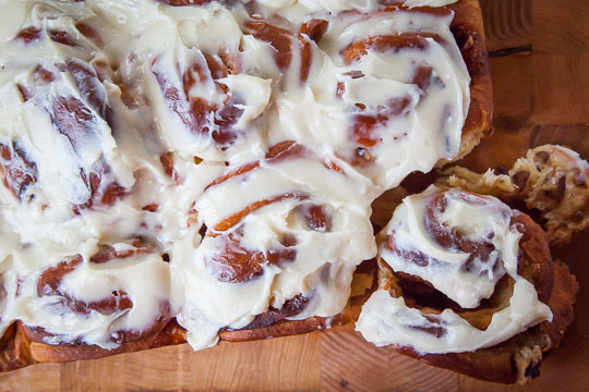 Sweet Potato Cinnamon Rolls with Pecans and Cream Cheese Frosting. Photo and recipe by Irvin Lin of Eat the Love.
