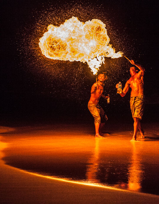 Fire breathers at Little Beach on Maui. Photo by A. J. Bates of Eat the Love.