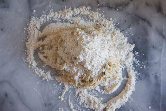 Scrape out the dough onto a clean surface dusted with flour. Process photo by Irvin Lin of Eat the Love.