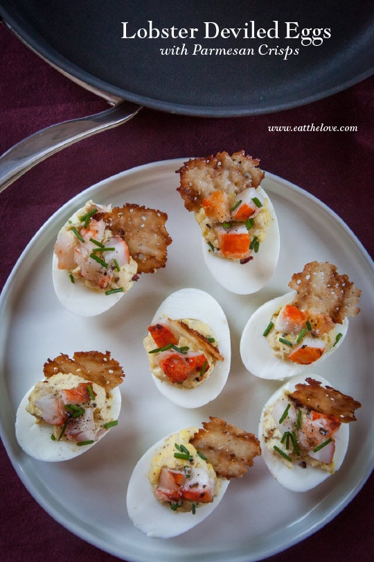 Lobster Deviled Eggs with Parmesan Crisps. Photo and recipe by Irvin Lin.