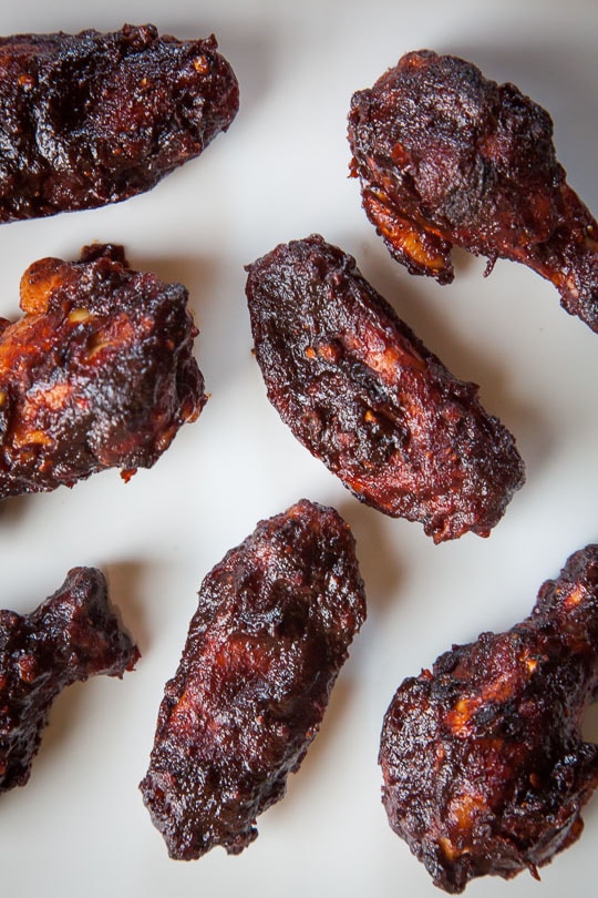 BBQ Chicken Wings, spicy and sweet with homemade BBQ sauce! Photo and recipe by Irvin Lin of Eat the Love.
