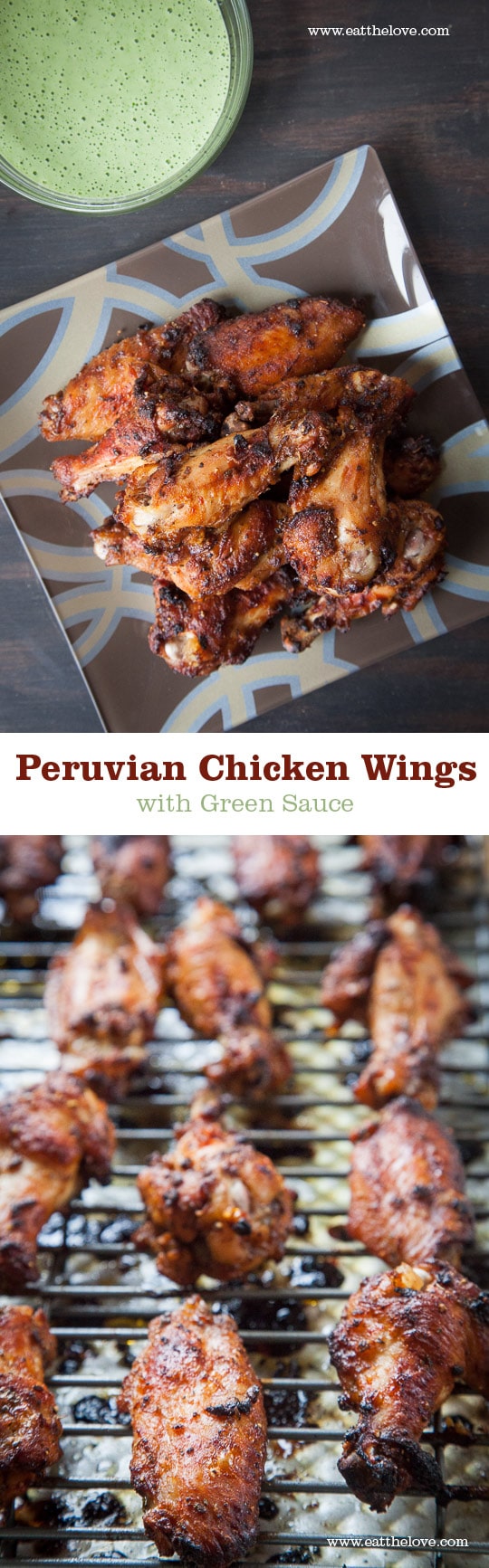 Peruvian Chicken Wings with Peruvian Green Sauce. Photo and recipe by Irvin Lin of Eat the Love.
