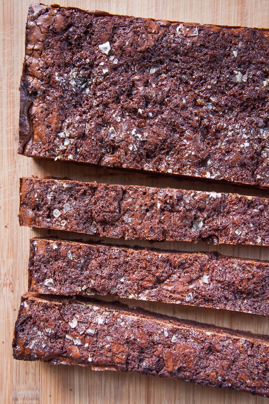 Rye Brownies with Caramel and Sea Salt. So good they're worth hiding from other folks! Photo and recipe by Irvin Lin of Eat the Love.