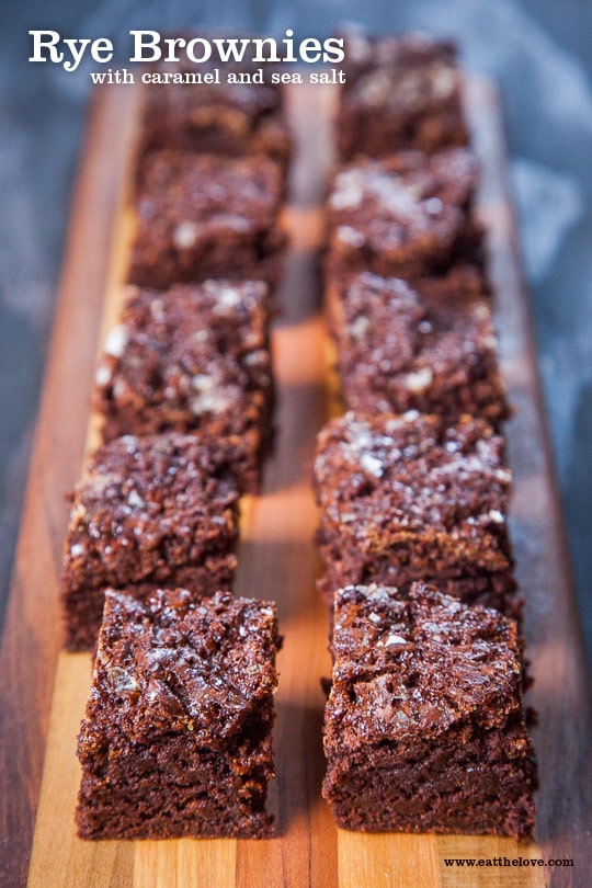 Rye Brownies with Caramel and Sea Salt. Photo and recipe by Irvin Lin of Eat the Love.