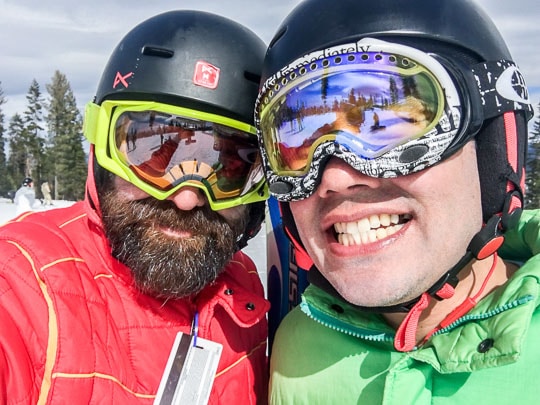 AJ and Irvin skiing in Lake Tahoe.