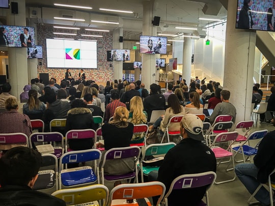 The crowd at KnitCon at the Pinterest HQ.