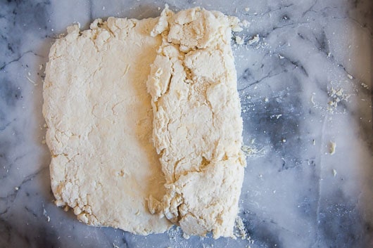 Fold over 1/3 of the dough. It will be crumbly. 