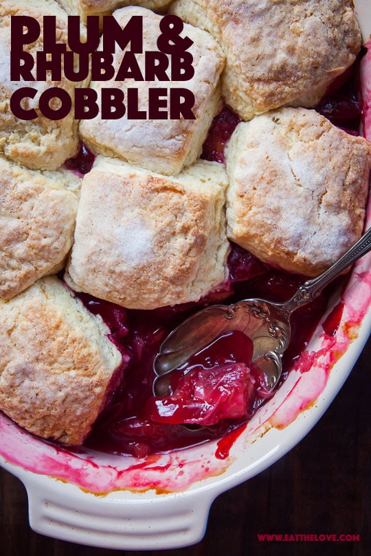 Plum and Rhubarb Cobbler, with step-by-step photos and instructions. Photo and recipe by Irvin Lin of Eat the Love.