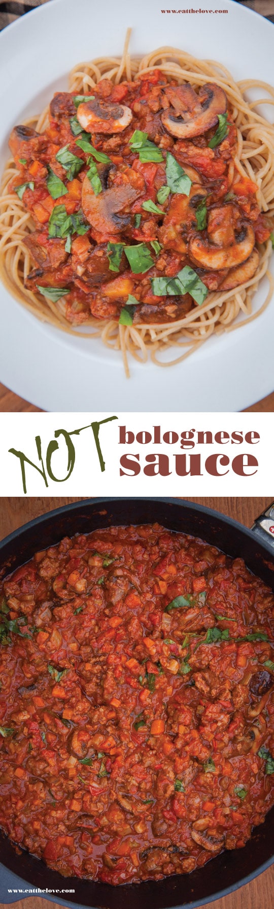This savory Bolognese LIKE sauce isn't is my go-to favorite pasta sauce. Just don't call it Bolognese sauce. People will get REALLY upset. Photo and recipe by Irvin Lin of Eat the Love.