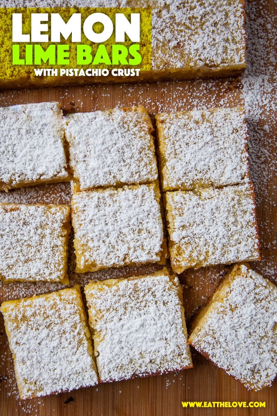 Lemon Lime Bars with Pistachio Crust. Photo and recipe by Irvin Lin of Eat the Love.