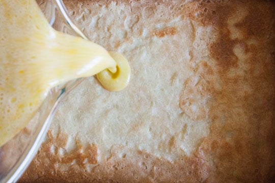 Pour filling into hot crust.