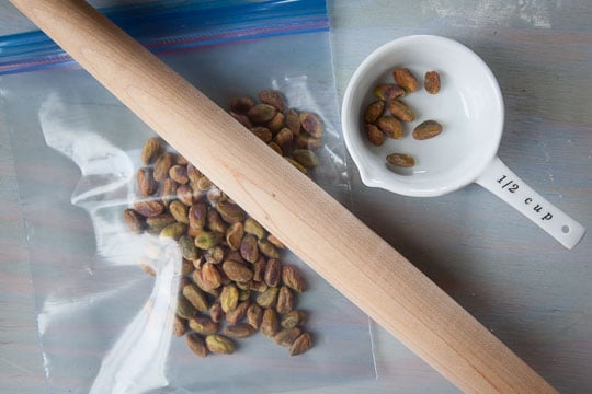 Place pistachios in ziplock bag.