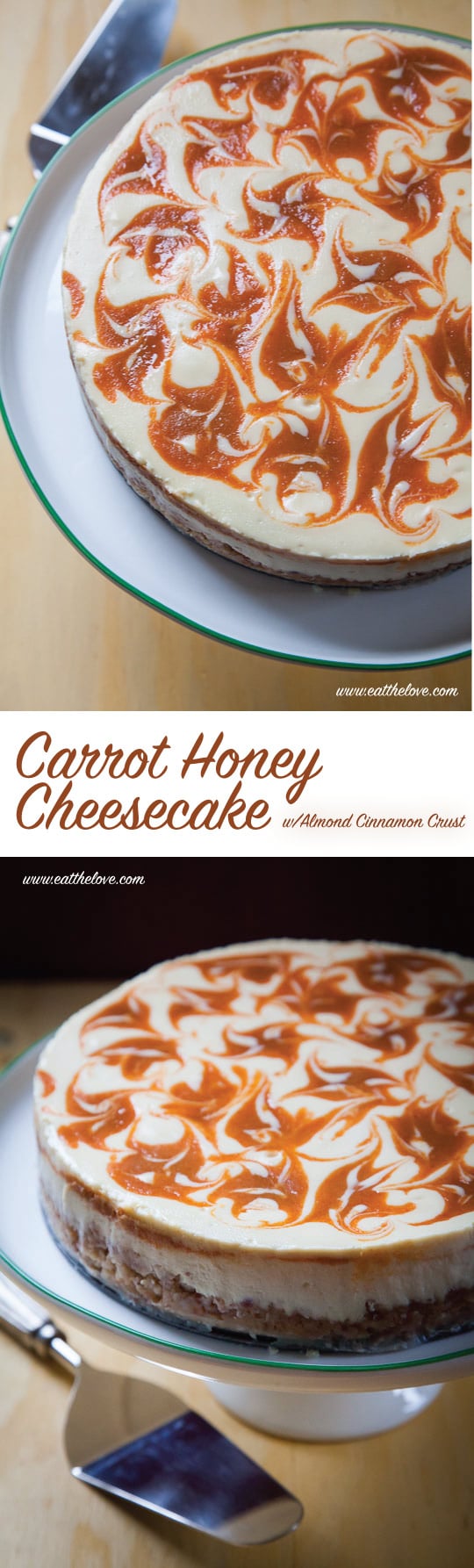 Carrot Honey Cheesecake with Almond Cinnamon Crust. Photo and recipe by Irvin Lin.