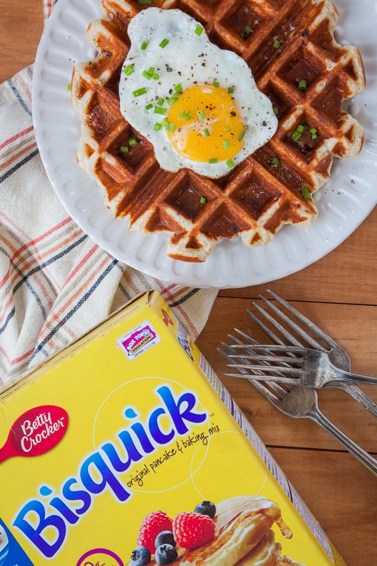 Ham and Parmesan Waffles (with a fried egg on top). Photo and recipe by Irvin Lin