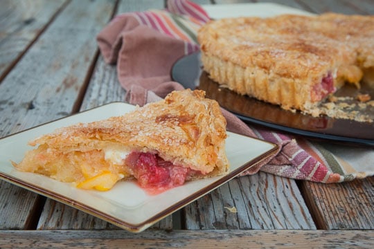 Meyer Lemon Shaker Tart with Strawberries and Rhubarb. Photo and recipe by Irvin Lin of Eat the Love.